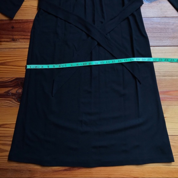 Liz Claiborne Basic Black Belted 3/4 Sleeve Dress, EUC, M - Picture 8 of 14